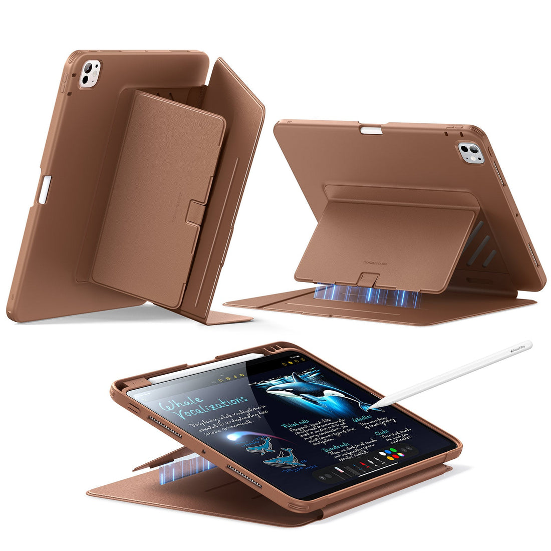 iPad Pro 11" (2024) Flip Magnetic Case with Pencil Holder - Brown  Product type