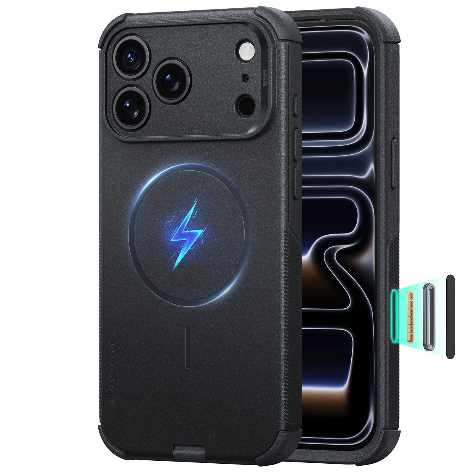 iPhone 18 Pro用 Cyber タフマグネットケース（ブラック）｜ESR