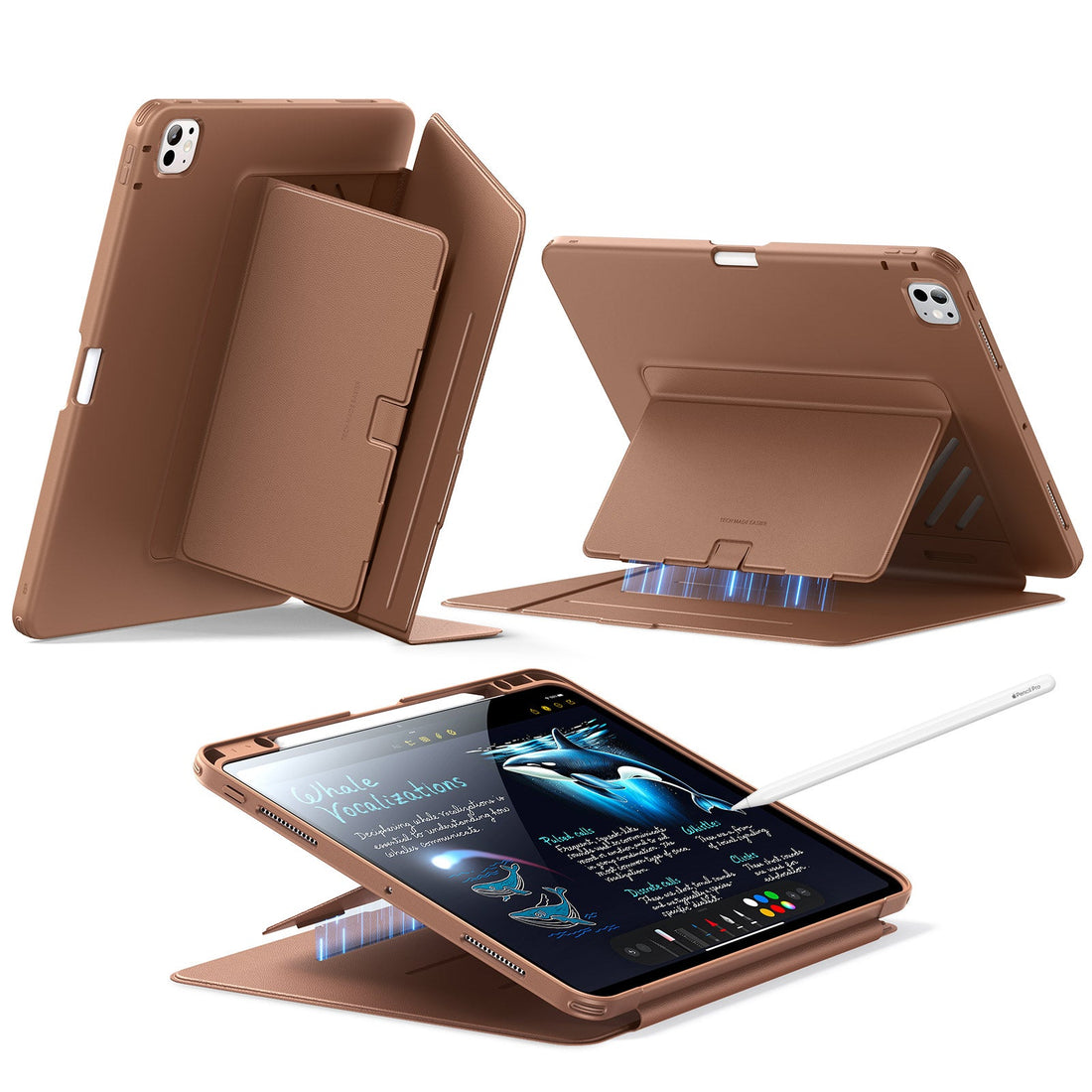 iPad Pro 13" (2024) Flip Magnetic Case with Pencil Holder - Brown  Product type
