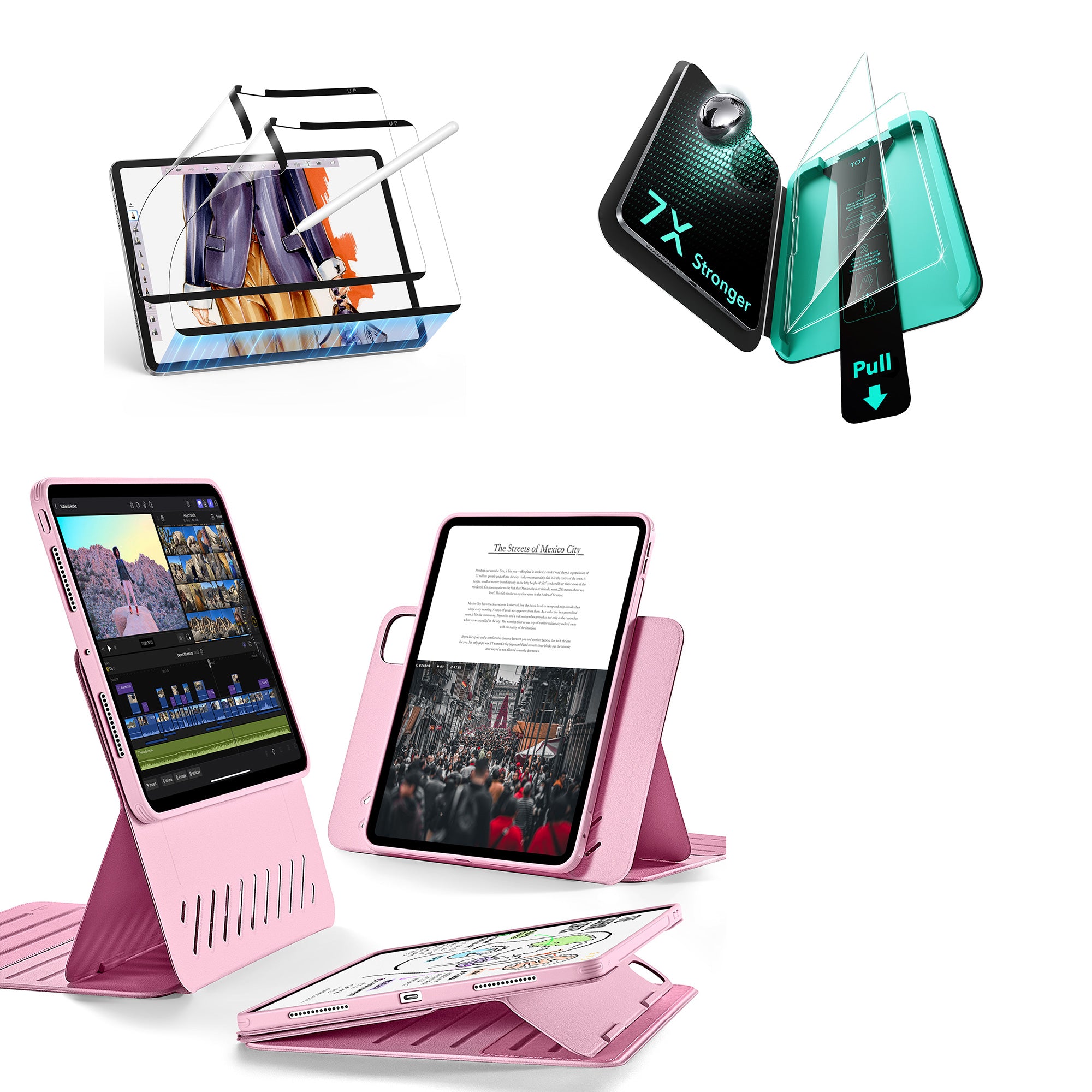 Flickering Aurora iPad proケース ピンク12.9インチ Flickering