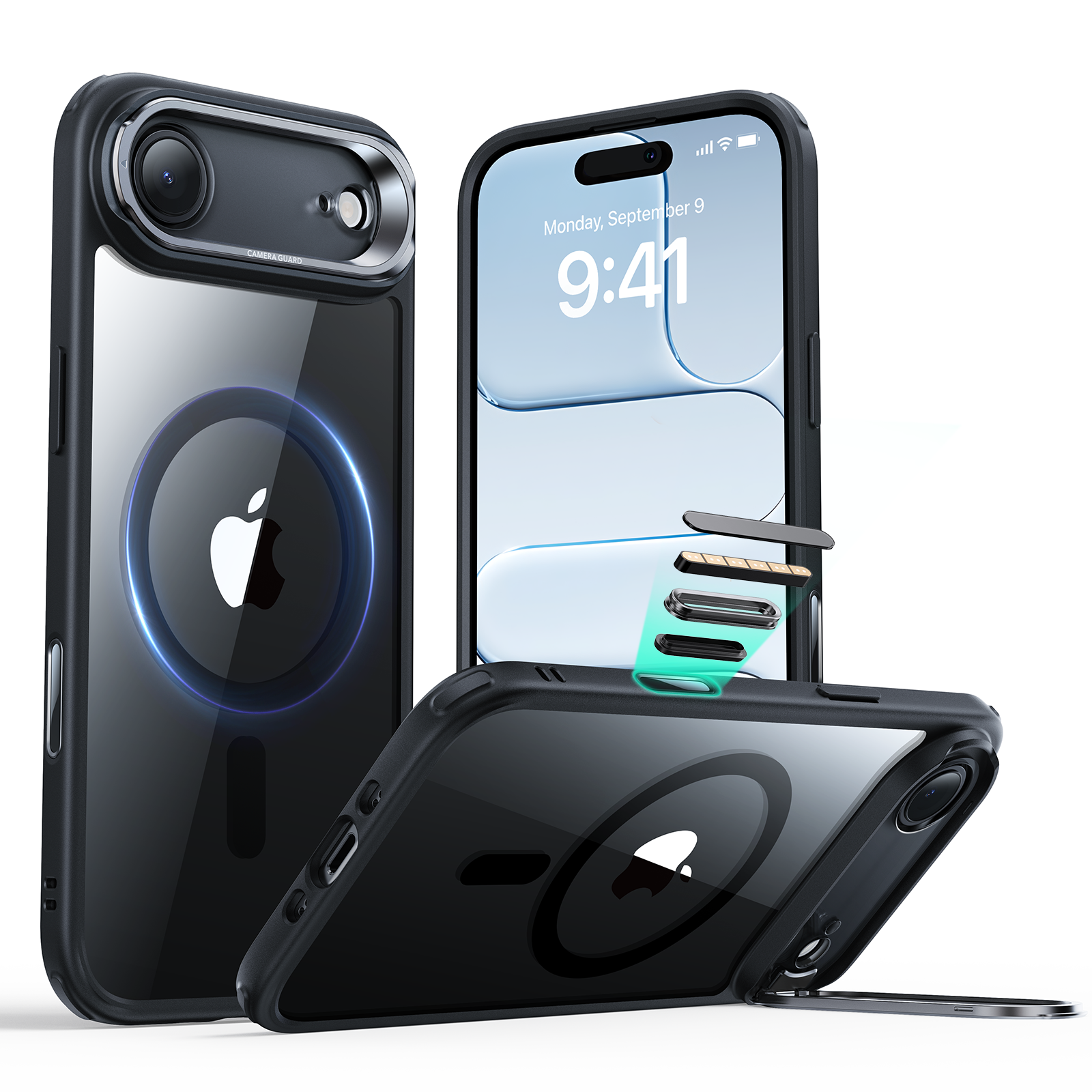 iPhone Air Classic Hybrid Magnetic Case (Camera Control, Stash Stand) - Clear Black  Product type