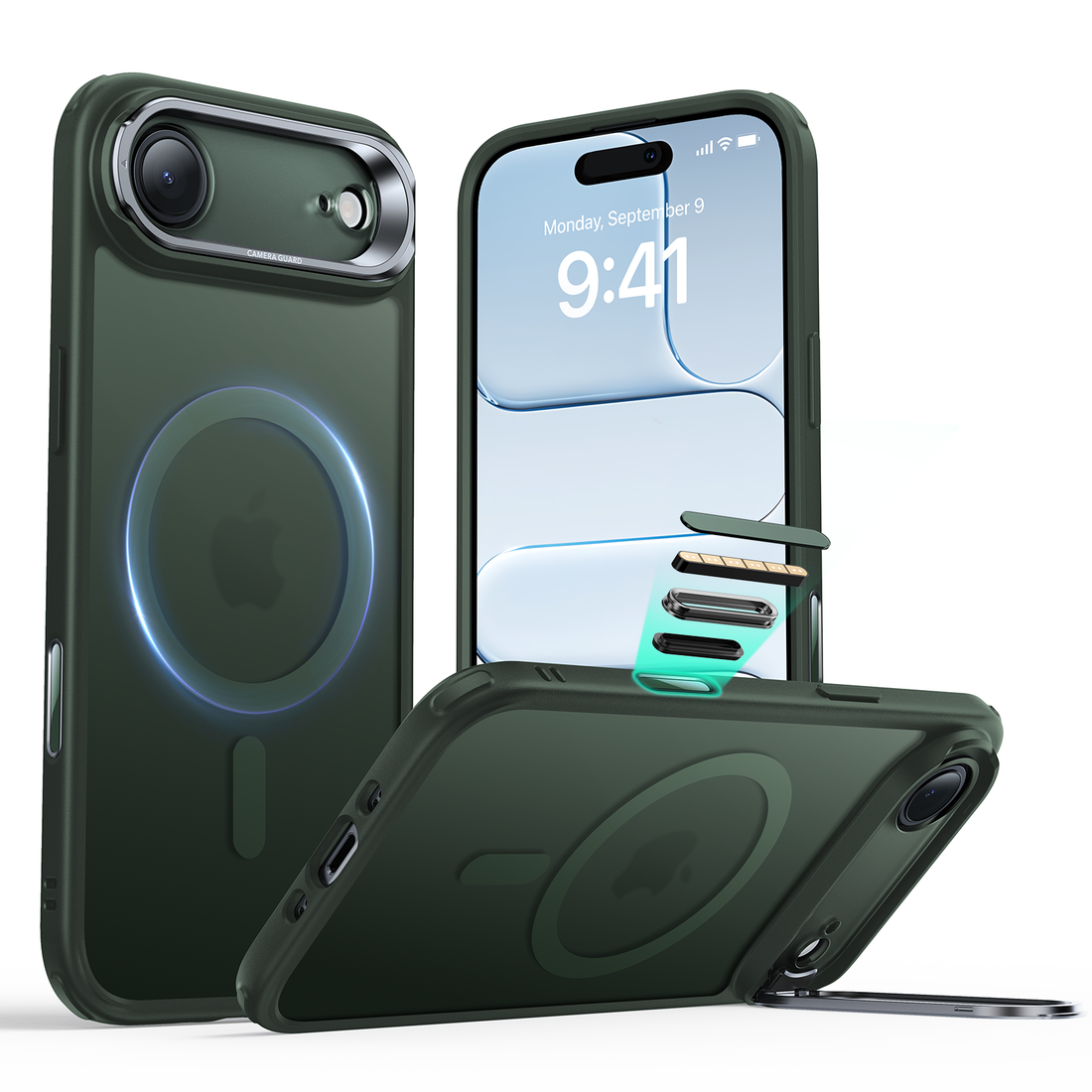 iPhone Air Classic Hybrid Magnetic Case (Camera Control, Stash Stand) - Frosted Green  Product type