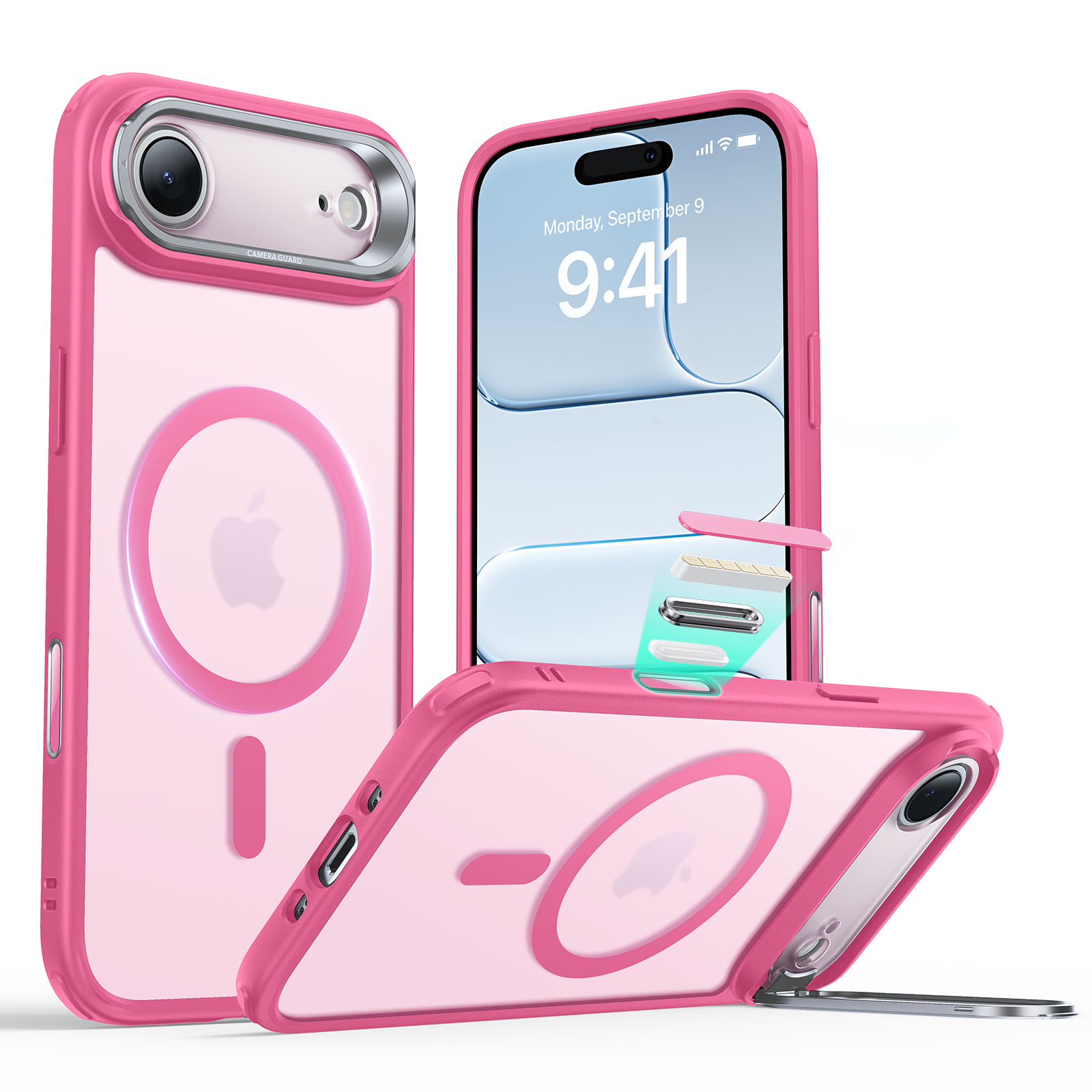 iPhone Air Classic Hybrid Magnetic Case (Camera Control, Stash Stand) - Frosted Pink  Product type