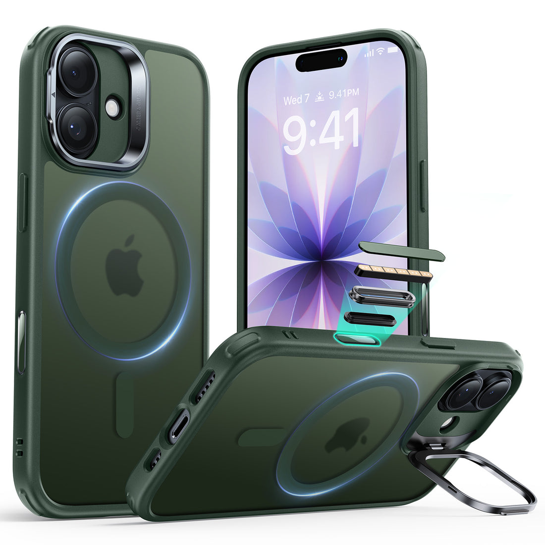 iPhone 17 Classic Hybrid Magnetic Case (Camera Control, Stash Stand) - Frosted Green  Product type