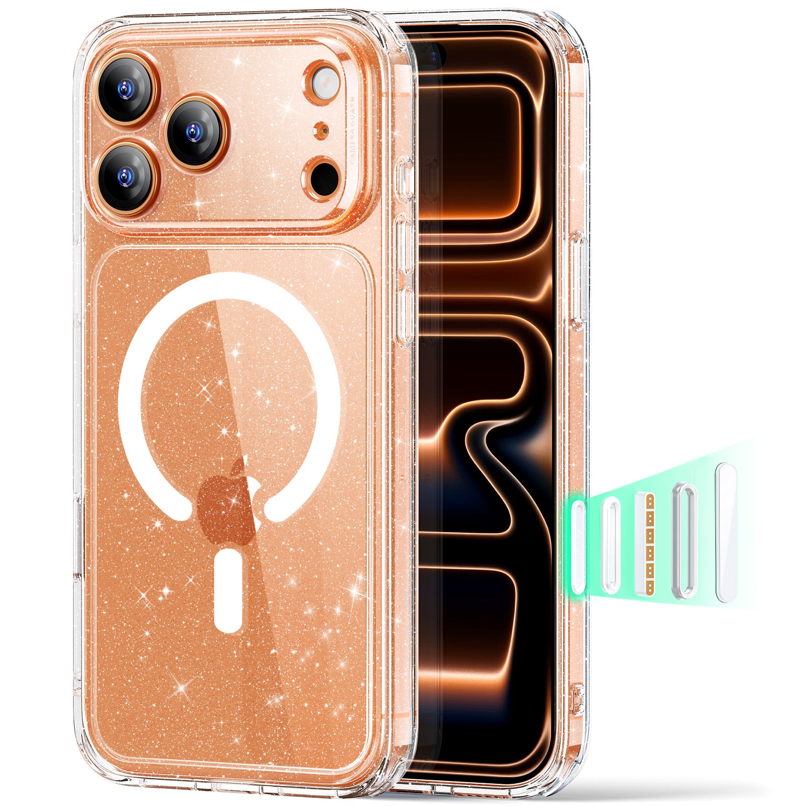 明日発送！iPhone17promax 256G本体☆ESRクリアケース他付属 MagSafe対応 iPhone 17 Pro ケース カメラコントロールカバー付き