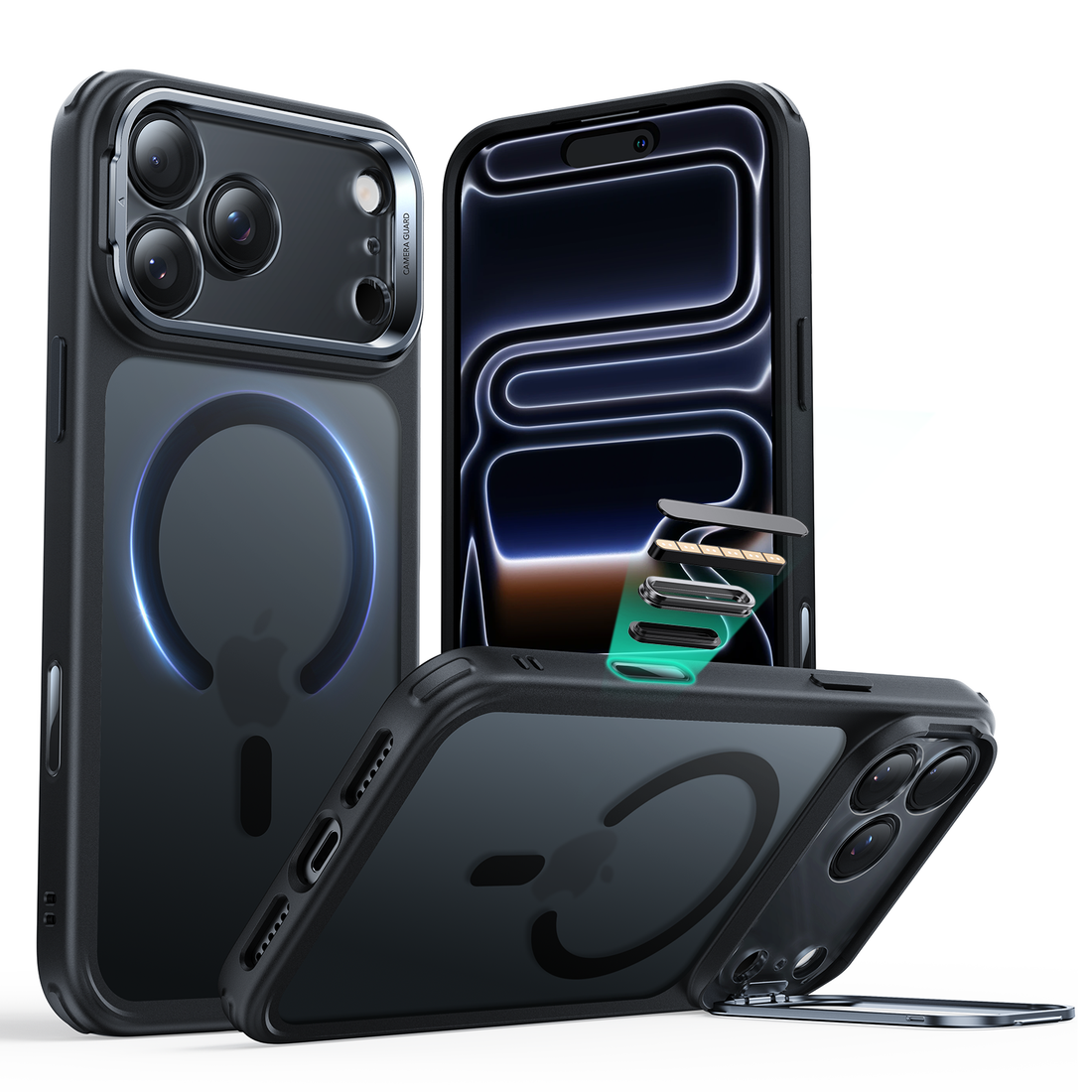 iPhone 17 Pro Classic Hybrid Magnetic Case (Camera Control, Stash Stand) - Frosted Black  Product type