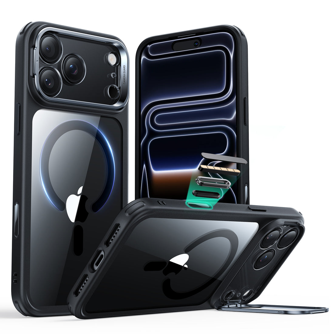 iPhone 17 Pro Max Classic Hybrid Magnetic Case (Camera Control, Stash Stand) - Clear Black  Product type