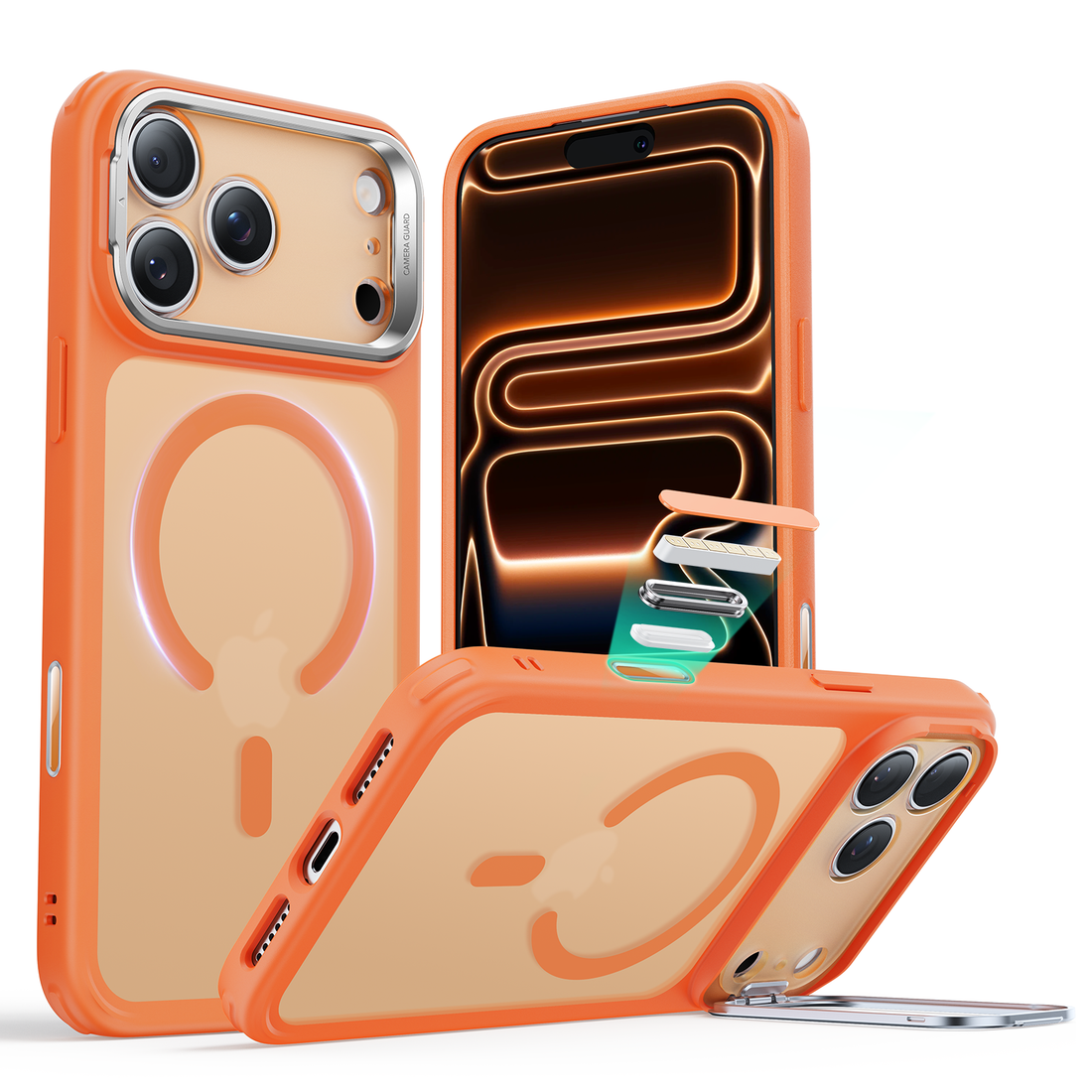 iPhone 17 Pro Max Classic Hybrid Magnetic Case (Camera Control, Stash Stand) - Frosted Orange  Product type