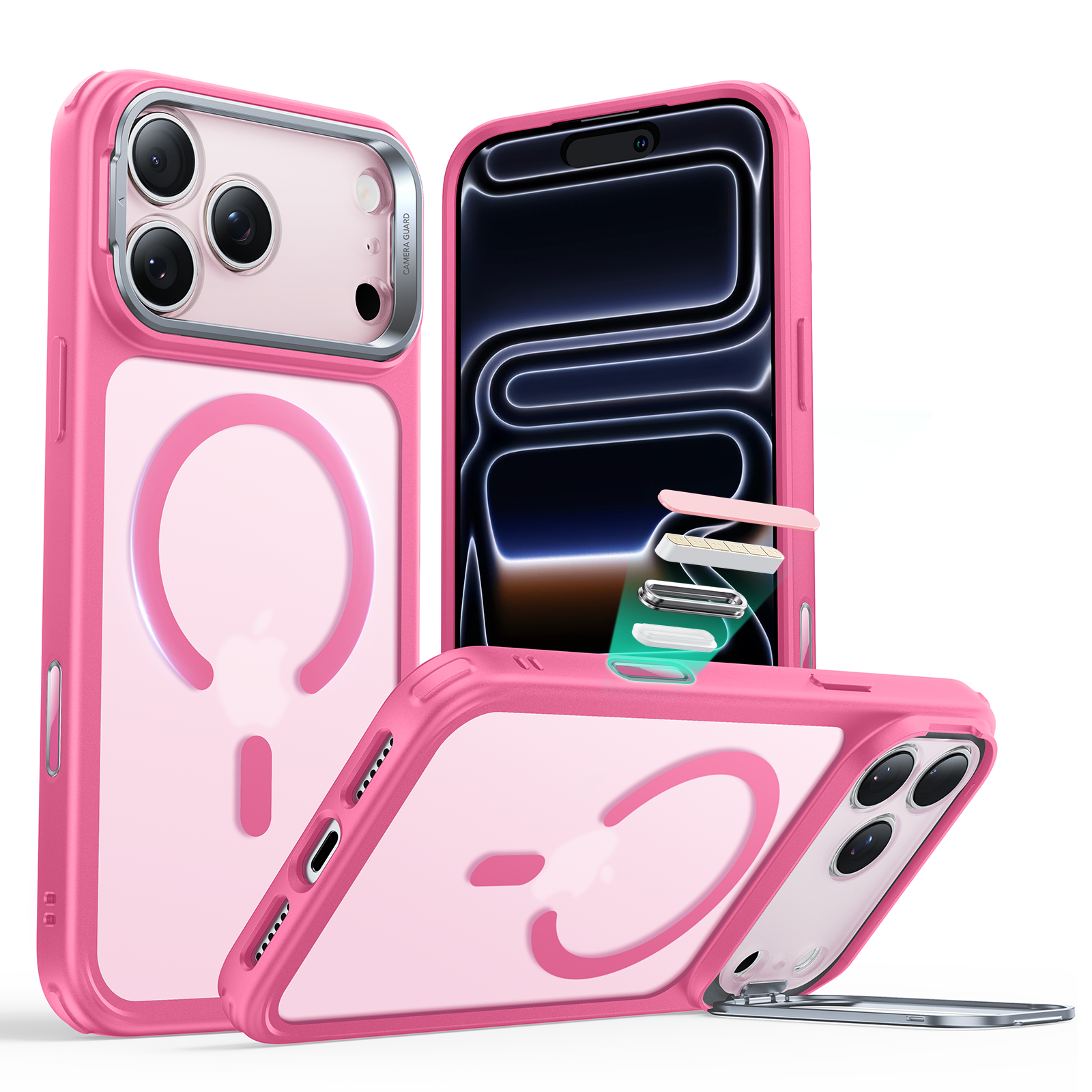 iPhone 17 Pro Max Classic Hybrid Magnetic Case (Camera Control, Stash Stand) - Frosted Pink  Product type