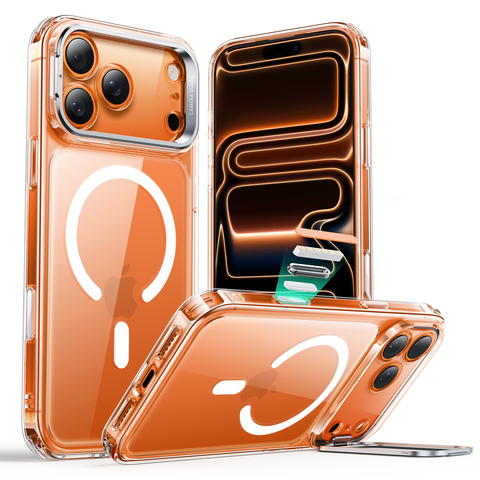 iPhone 17 Pro Max 用カメラコントロールボタン付きスタンドケース