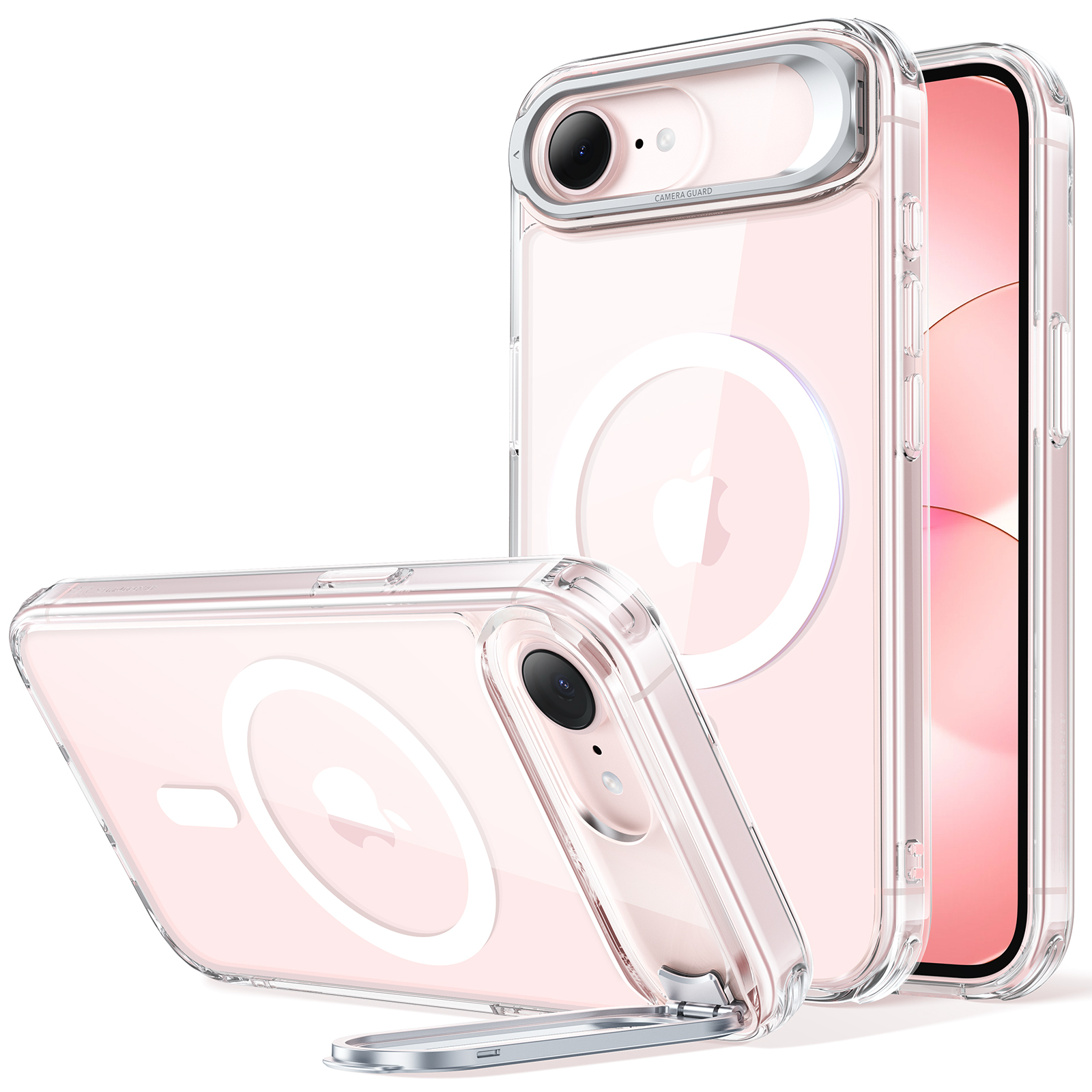 クリア iPhone 17e MagSafeハイブリッドケース（グリップ＆スタンド