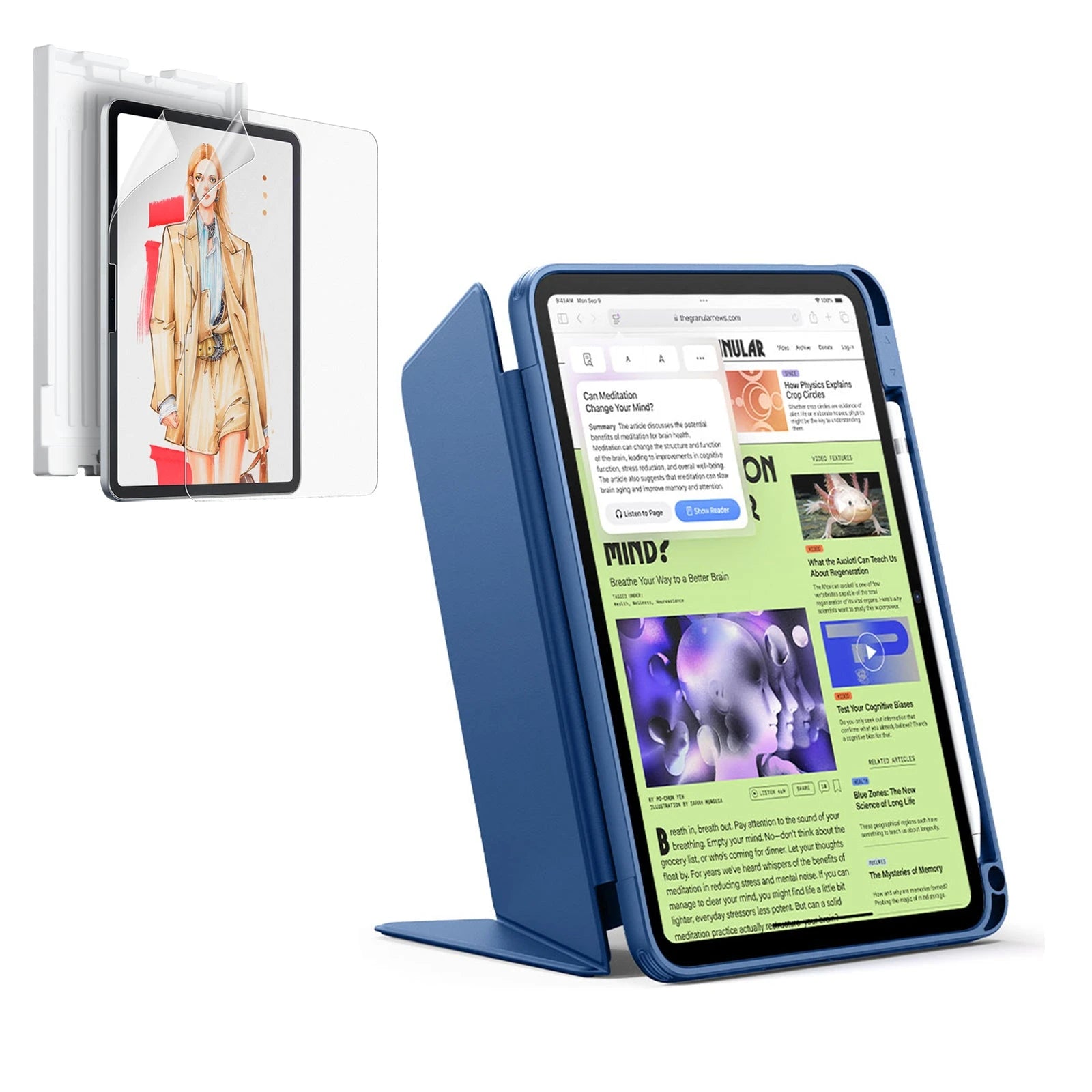 Apple iPad (a16) ブルー 本体とカバー Blue iPad Case & Screen Protection Bundle for Apple iPad(A16) | ESR