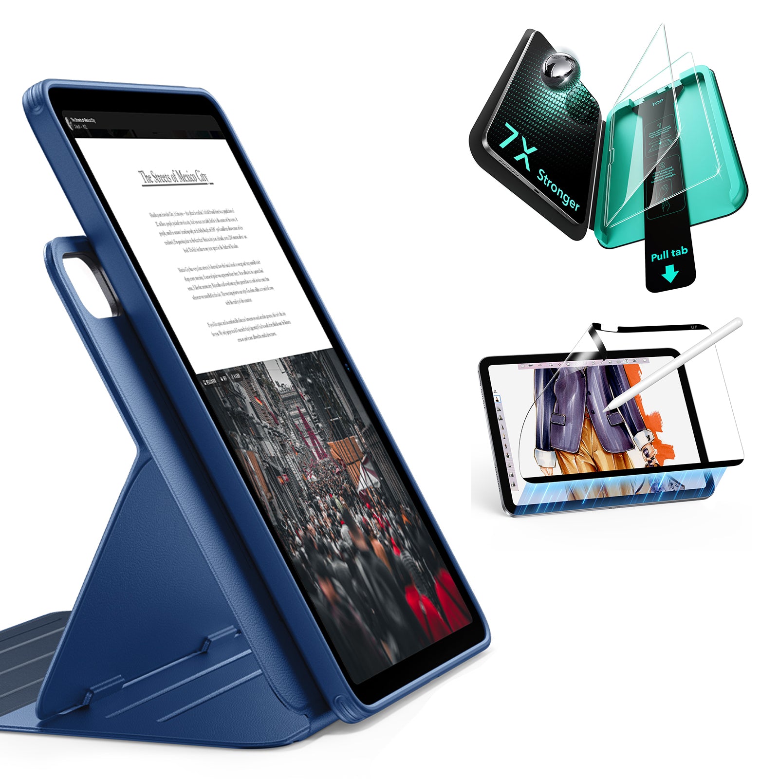 iPad Air 13" (M4) 2026 Bundle Shift Magnetic Case, Papel-Feel Magnetic & Armorite® Protection - Navy Blue  Product type