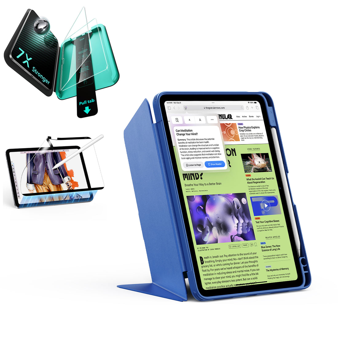 iPad Air 11" (M4) 2026 Bundle Flip Magnetic Case with Pencil Holder, Paper-Feel Magnetic & Armorite® Protection - Navy Blue  Product type