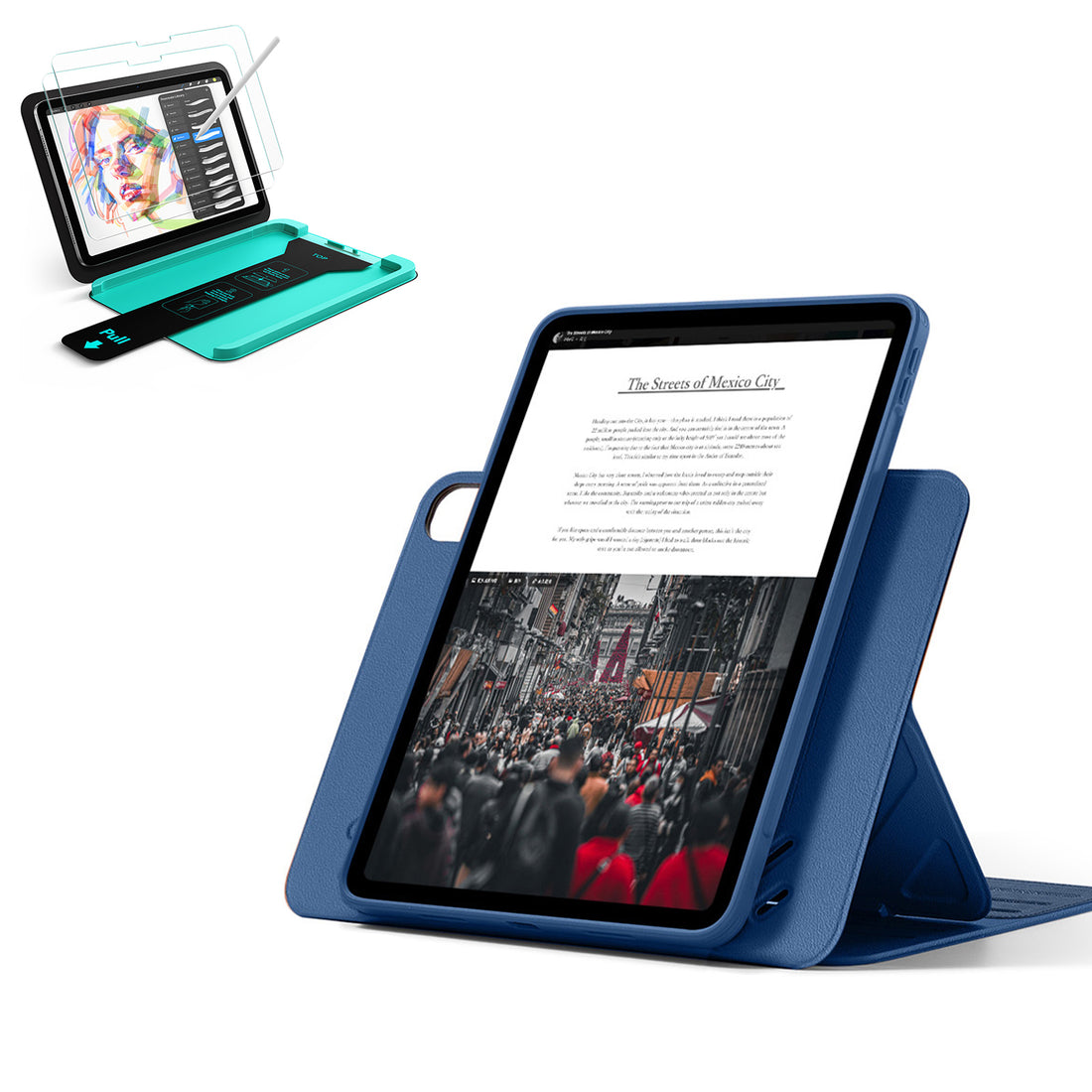 iPad Air 11" (M4) 2026 Bundle Shift Magnetic Case & Armorite® Paper-Feel Protection - Navy Blue  Product type