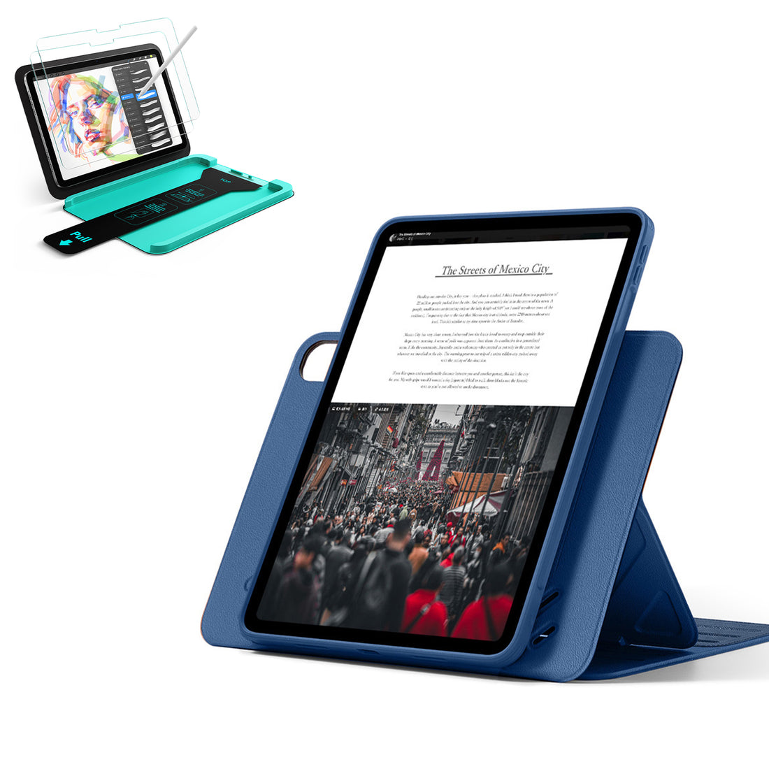 iPad Air 13" (M4) 2026 Bundle Shift Magnetic Case & Armorite® Paper-Feel Protection - Navy Blue  Product type