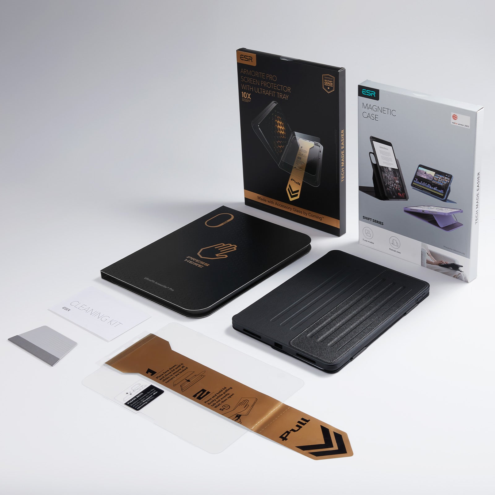 iPad Air 11インチ(M4) 2026用 Shiftマグネットケース＆Armorite® Proガラス保護フィルム（UltraFitトレイ付き）セット - ピンク  Product type