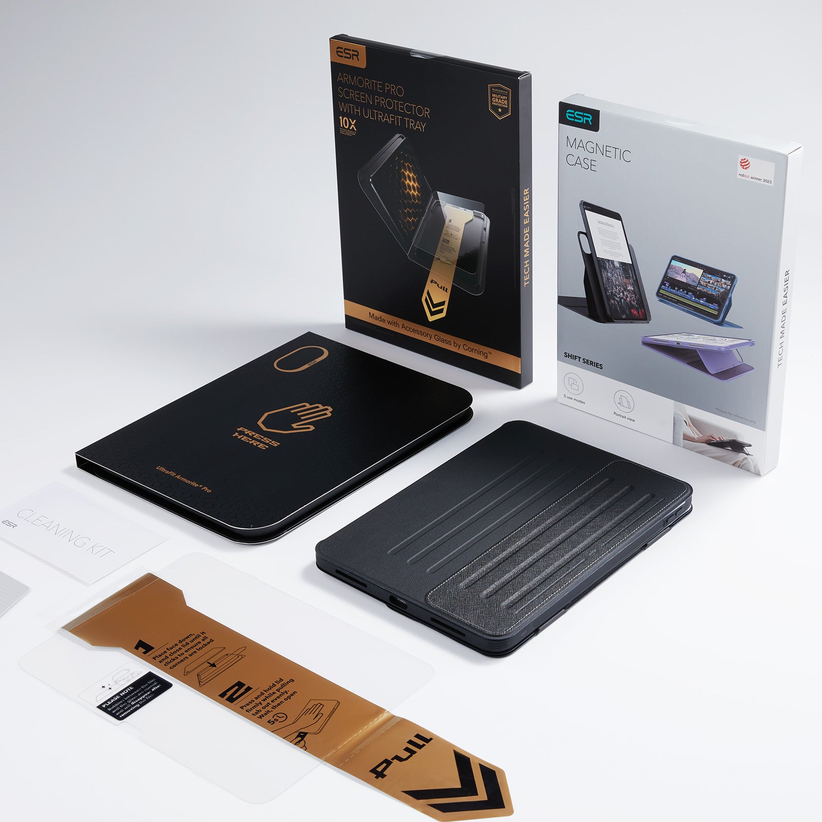 iPad 11インチ(A16) 2025用 Shiftマグネットケース＆Armorite® Proガラス保護フィルム（UltraFitトレイ付き）セット - チタニウム  Product type