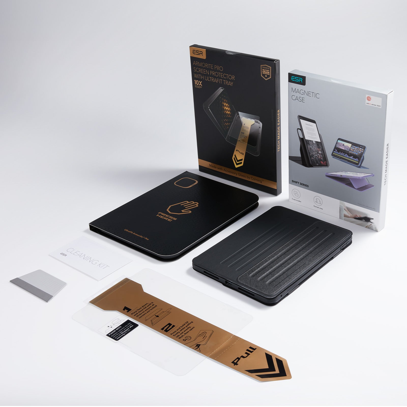 iPad Pro 11インチ(M5) 2025用 Shiftマグネットケース＆Armorite® Proガラス保護フィルム（UltraFitトレイ付き）セット - ピンク  Product type