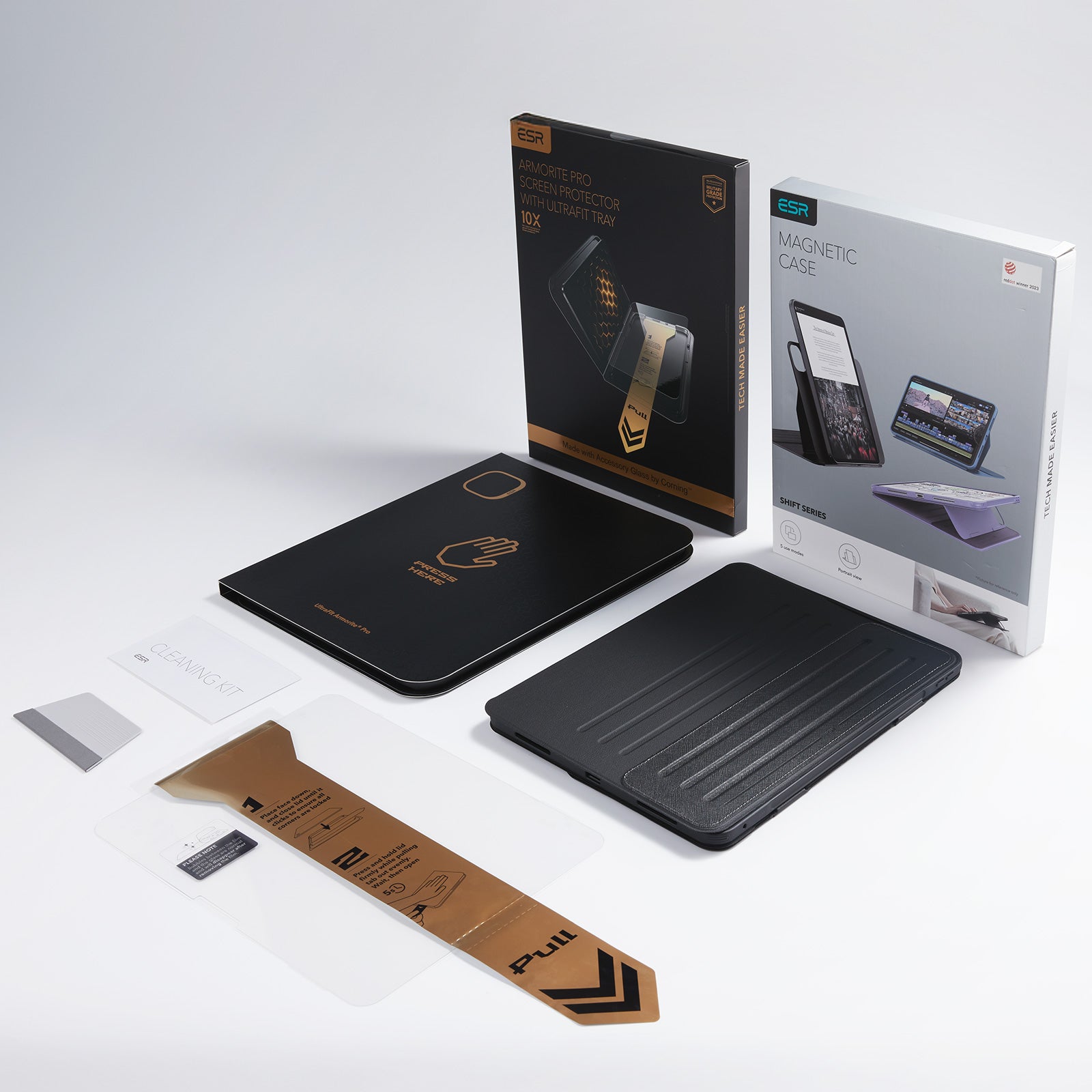 iPad Pro 13インチ(M5) 2025用 Shiftマグネットケース＆Armorite® Proガラス保護フィルム（UltraFitトレイ付き）セット - チタニウム  Product type