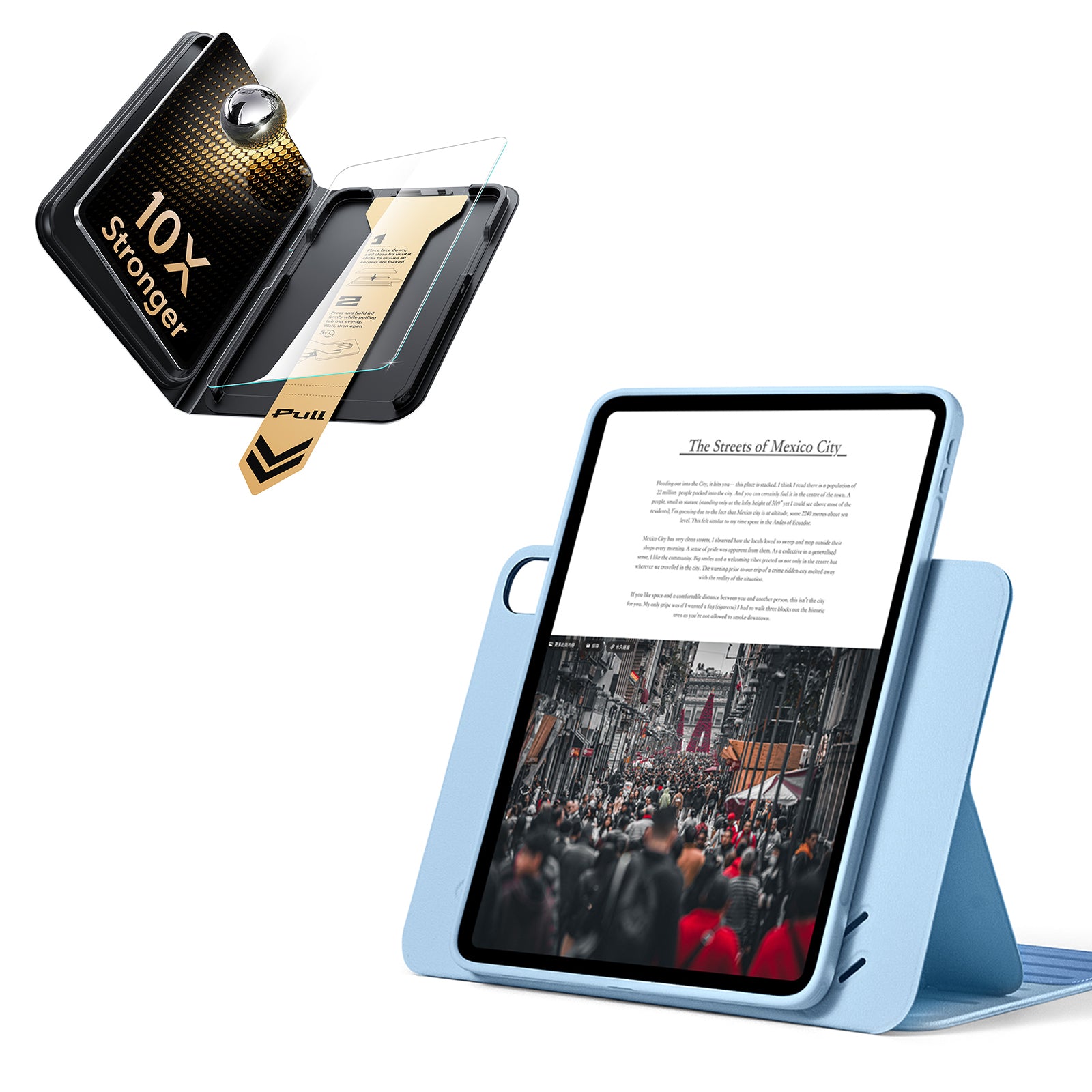 iPad Air 11インチ(M4) 2026用 Shiftマグネットケース＆Armorite® Proガラス保護フィルム（UltraFitトレイ付き）セット - ブルー  Product type