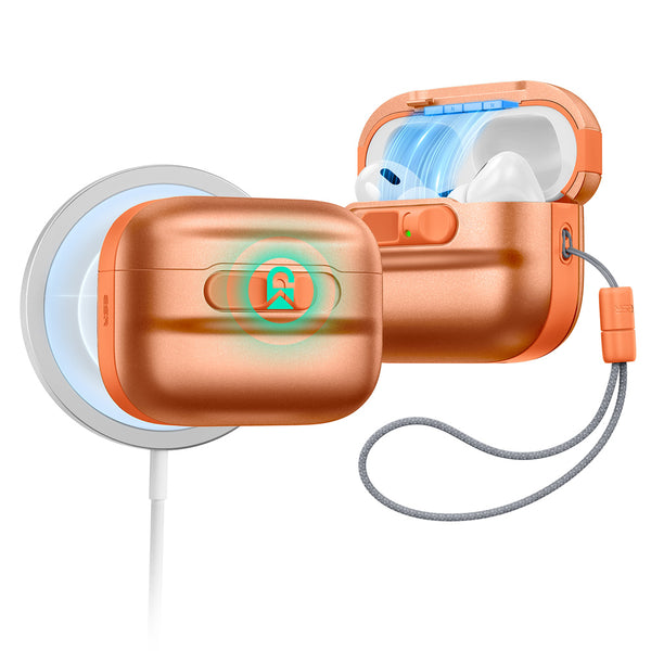 オレンジ AirPods Pro 3 MagSafe充電対応ケース、ストラップ付き｜ESR