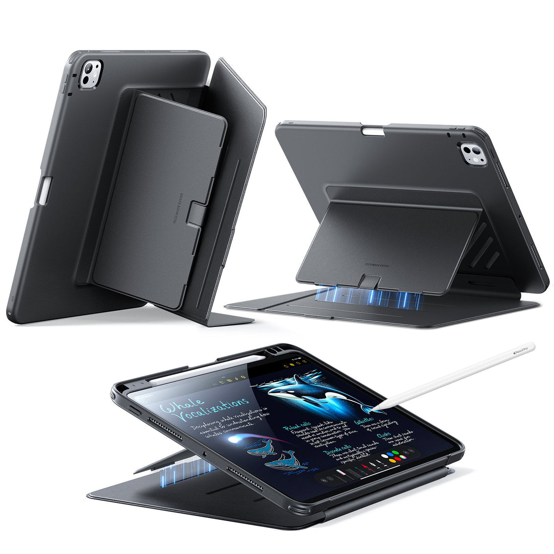 iPad Pro 11" (2024) Flip Magnetic Case with Pencil Holder - Black  Product type