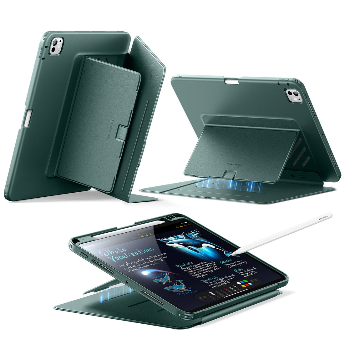 iPad Pro 11" (2024) Flip Magnetic Case with Pencil Holder - Green  Product type