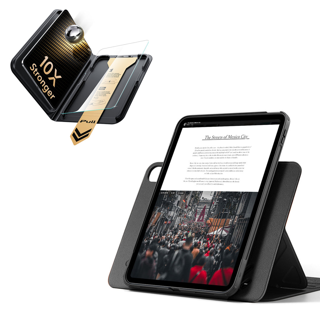 iPad 11インチ(A16) 2025用 Shiftマグネットケース＆Armorite® Proガラス保護フィルム（UltraFitトレイ付き）セット - ブラック  Product type