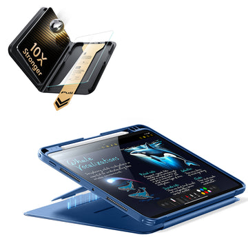 iPad Pro 11インチ(M5) 2025用 Flipマグネットケース（ペンホルダー付き）＆Armorite® Proガラス保護フィルム（UltraFitトレー付き）セット - ネイビーブルー  Product type