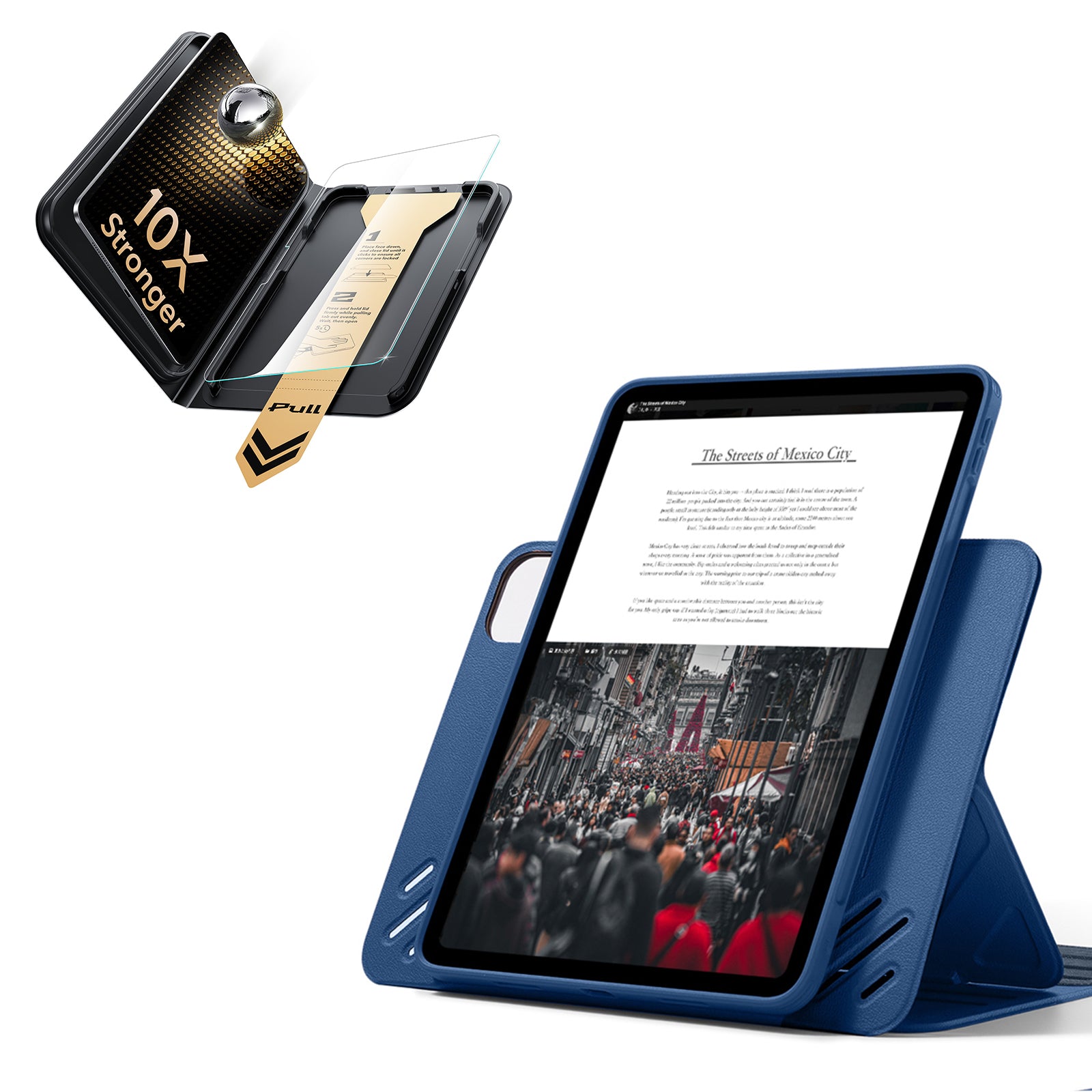 iPad Pro 13インチ(M5) 2025用 Shiftマグネットケース＆Armorite® Proガラス保護フィルム（UltraFitトレイ付き）セット - ネイビーブルー  Product type