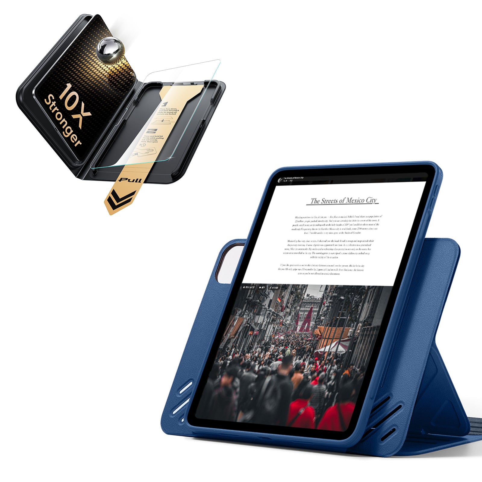 iPad Pro 11インチ(M5) 2025用 Shiftマグネットケース＆Armorite® Proガラス保護フィルム（UltraFitトレイ付き）セット - ネイビーブルー  Product type