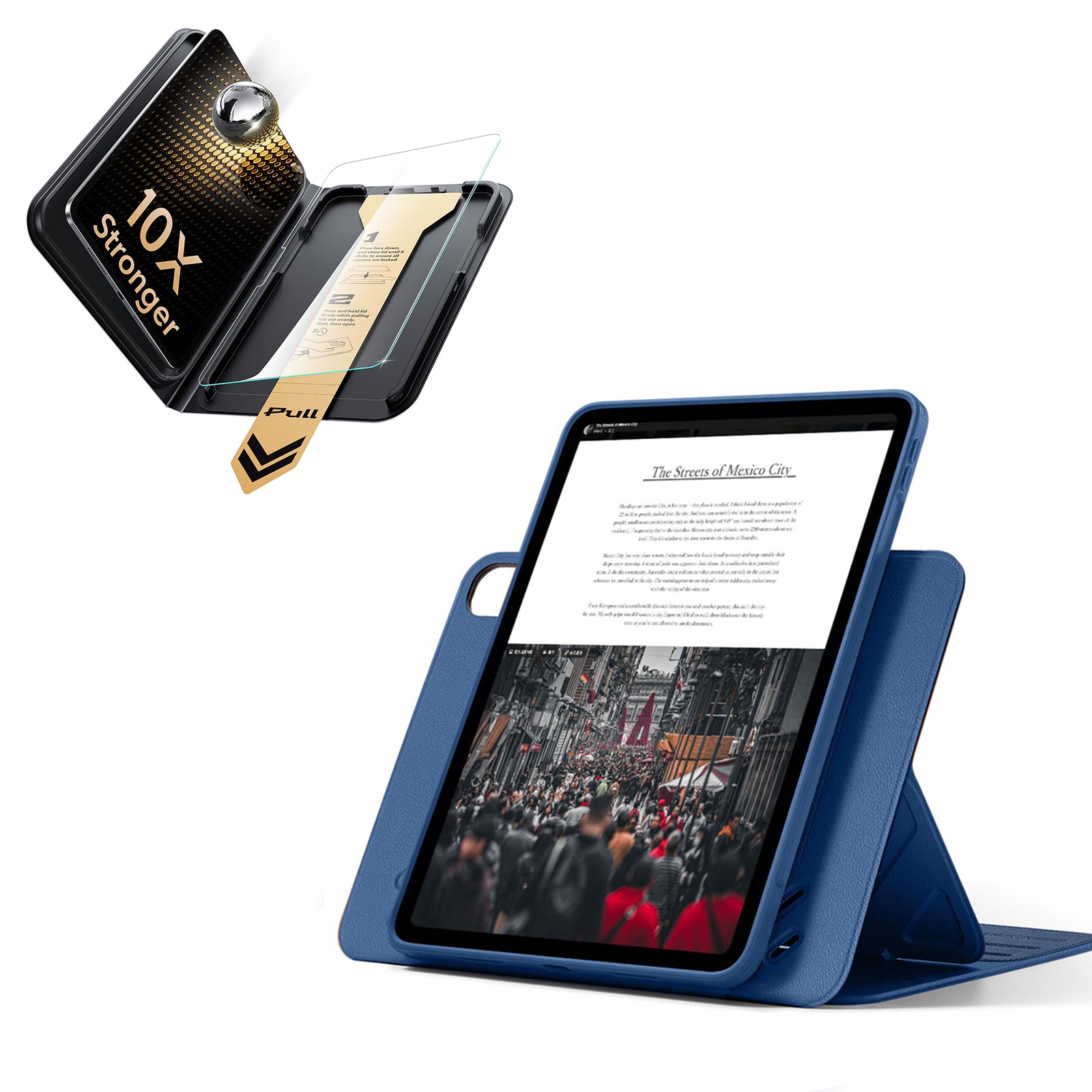 iPad Air 13インチ(M4) 2026用 Shiftマグネットケース＆Armorite® Proガラス保護フィルム（UltraFitトレイ付き）セット - ネイビーブルー  Product type