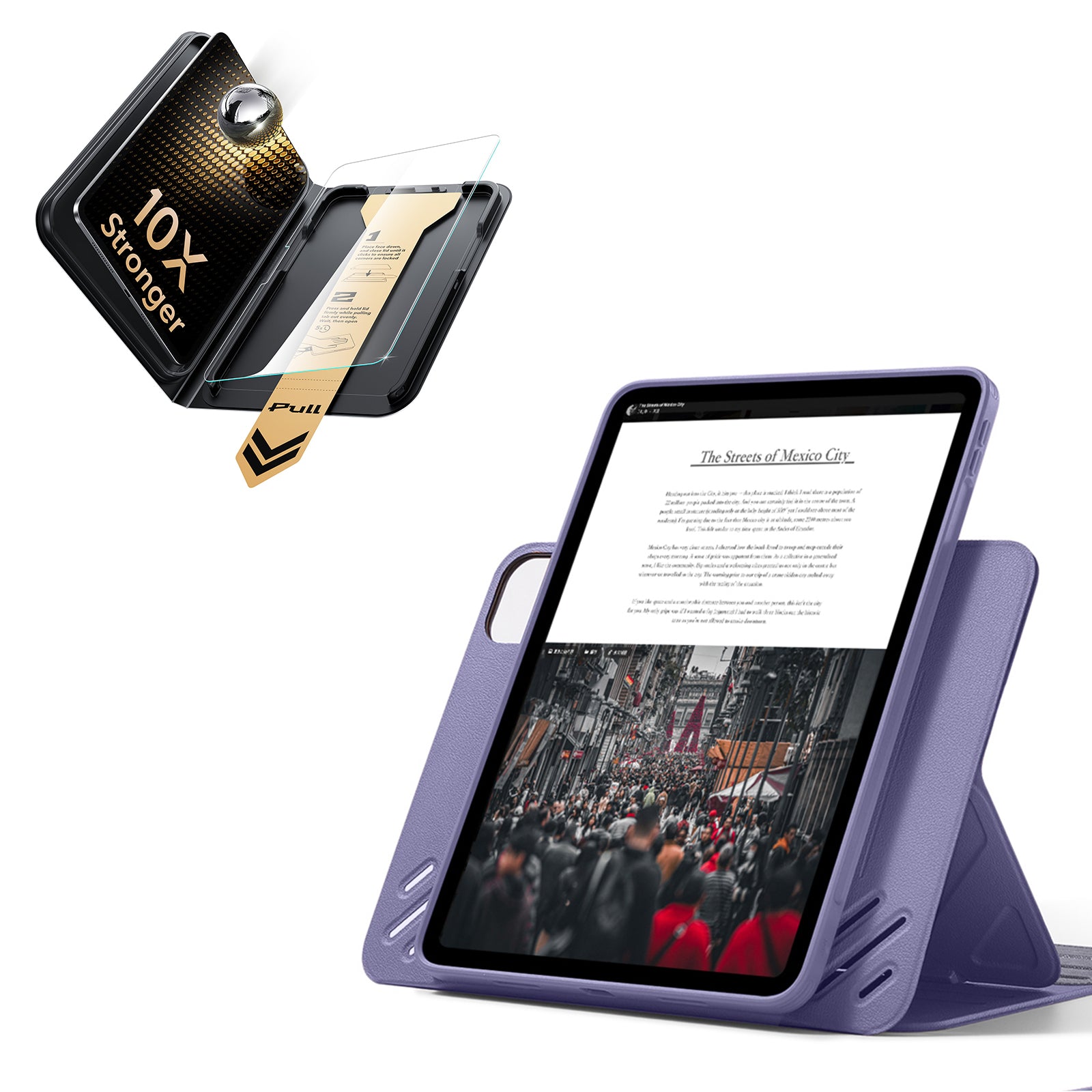 iPad Pro 13インチ(M5) 2025用 Shiftマグネットケース＆Armorite® Proガラス保護フィルム（UltraFitトレイ付き）セット - パープル  Product type