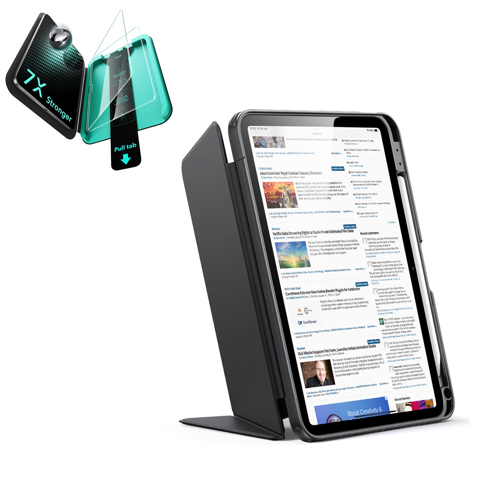 iPad 11インチ(A16)2025 Flip マグネットケース（ペンシルホルダー付き）& Armorite®スクリーン保護フィルムセット - ブラック  Product type