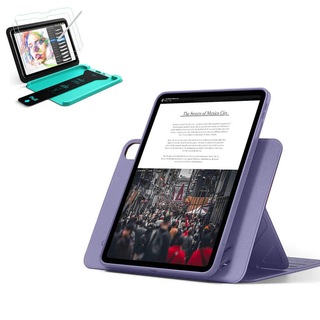 iPad Air 11" (M4) 2026 Bundle Shift Magnetic Case & Armorite® Paper-Feel Protection - Purple  Product type