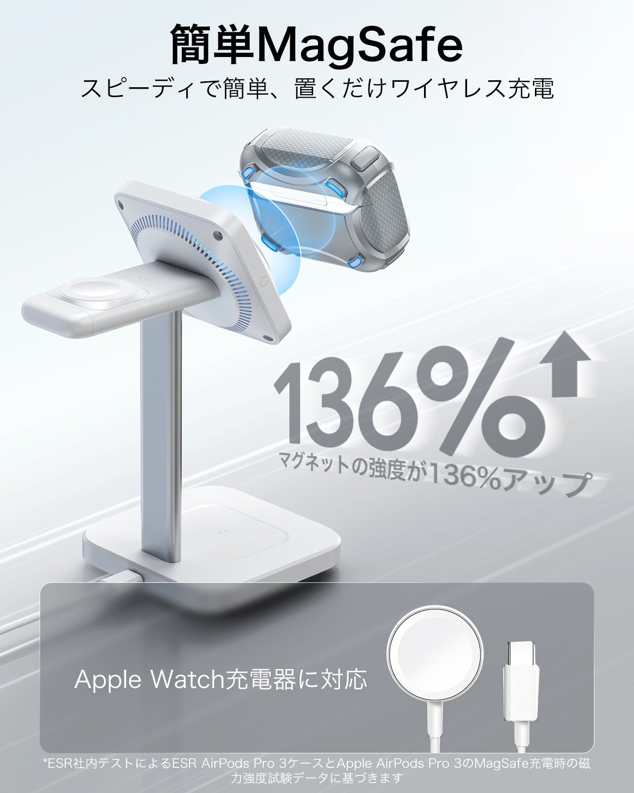 Apple AirPods Pro 3専用 MagSafe充電対応ケース（FlickLock搭載）｜ESR
