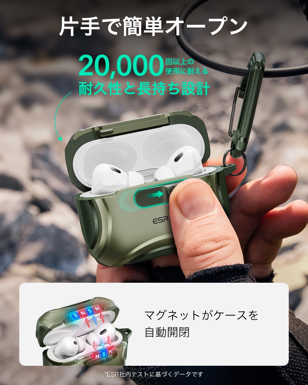 AirPods Pro 3 Cyber FlickLock Magnetic Case - Army Green  Product type