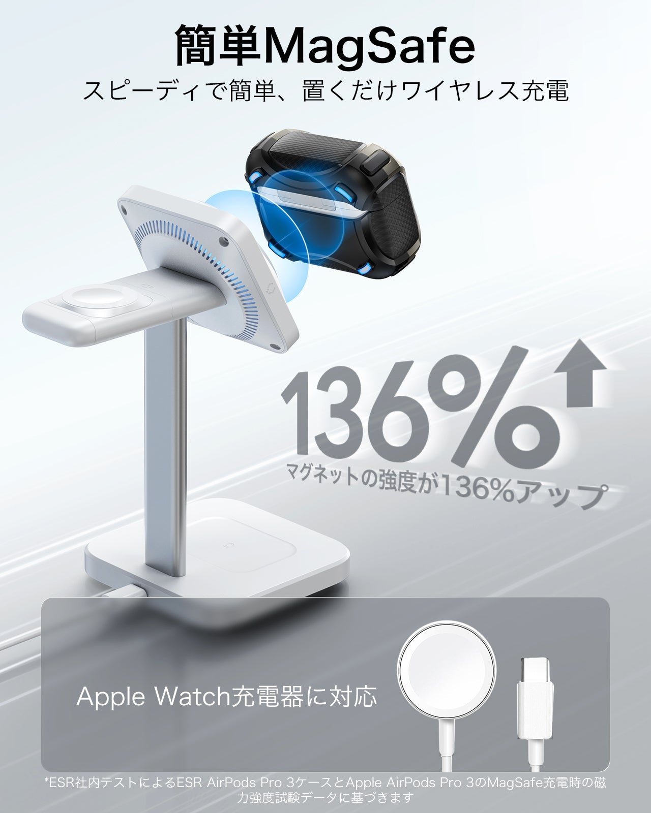 Apple AirPods Pro 3専用 MagSafe充電対応ケース（FlickLock搭載）｜ESR