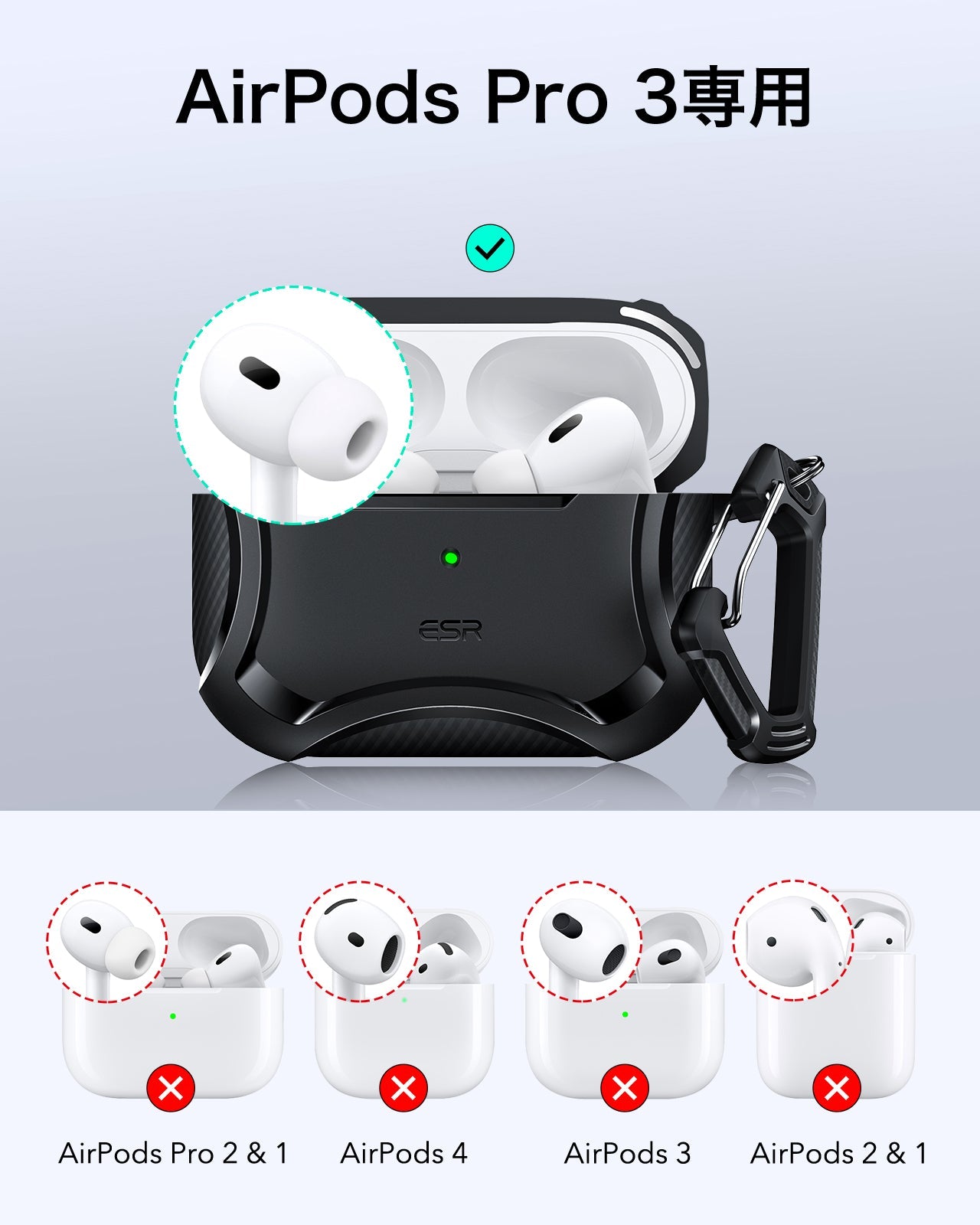 AirPods Pro 3 Cyber Tough Magentic Case - Black  Product type