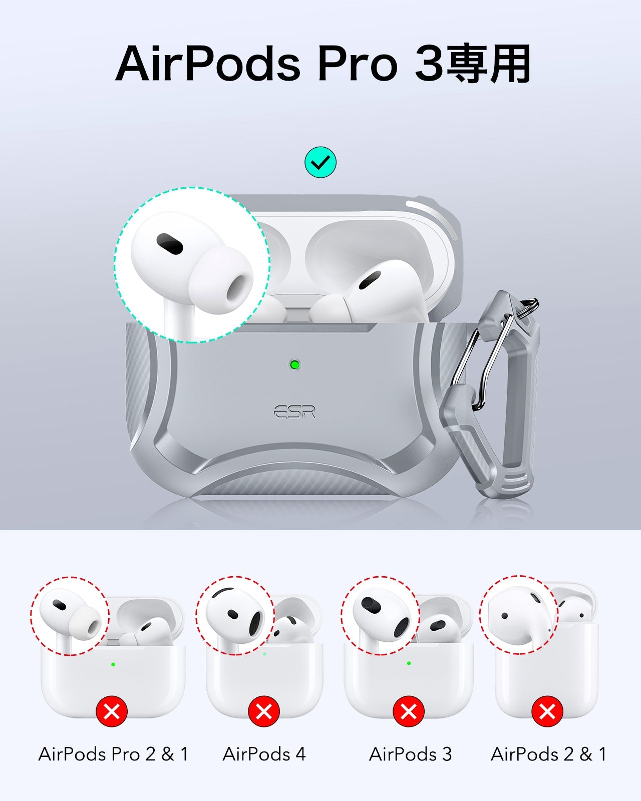 AirPods Pro 3 Cyber Tough Magentic Case - Gray  Product type