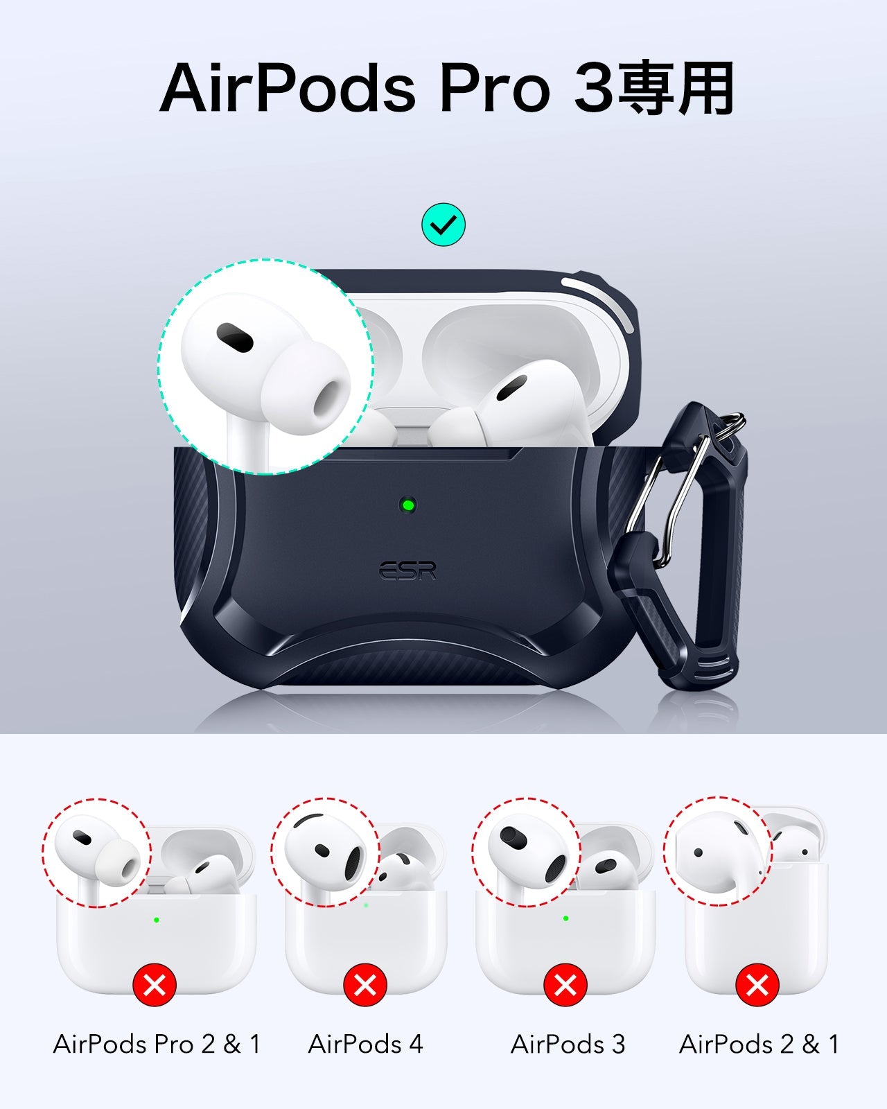 AirPods Pro 3 Cyber Tough Magentic Case - Navy Blue  Product type