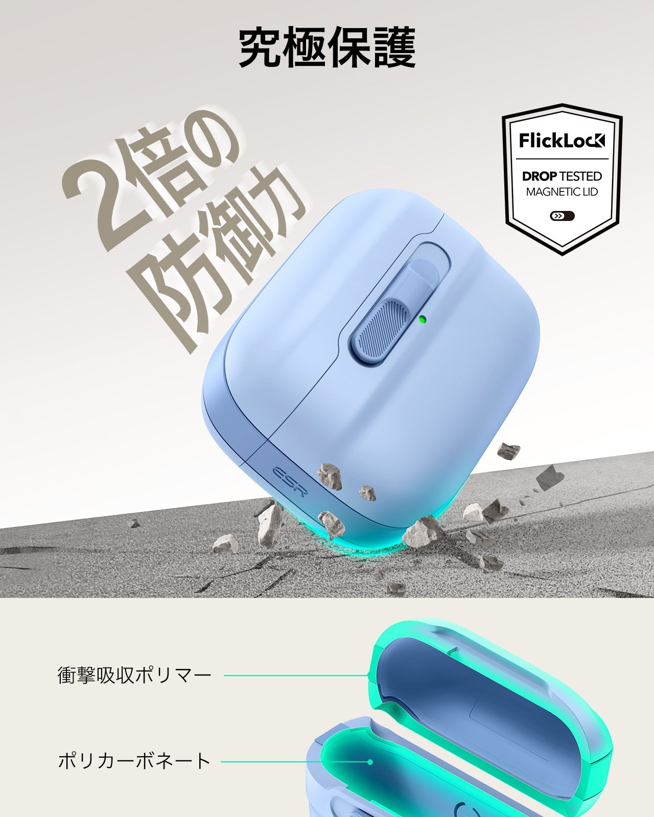 AirPods Pro (2023/2022/2019) Pulse FlickLock Case (HaloLock) - Light Blue  Product type