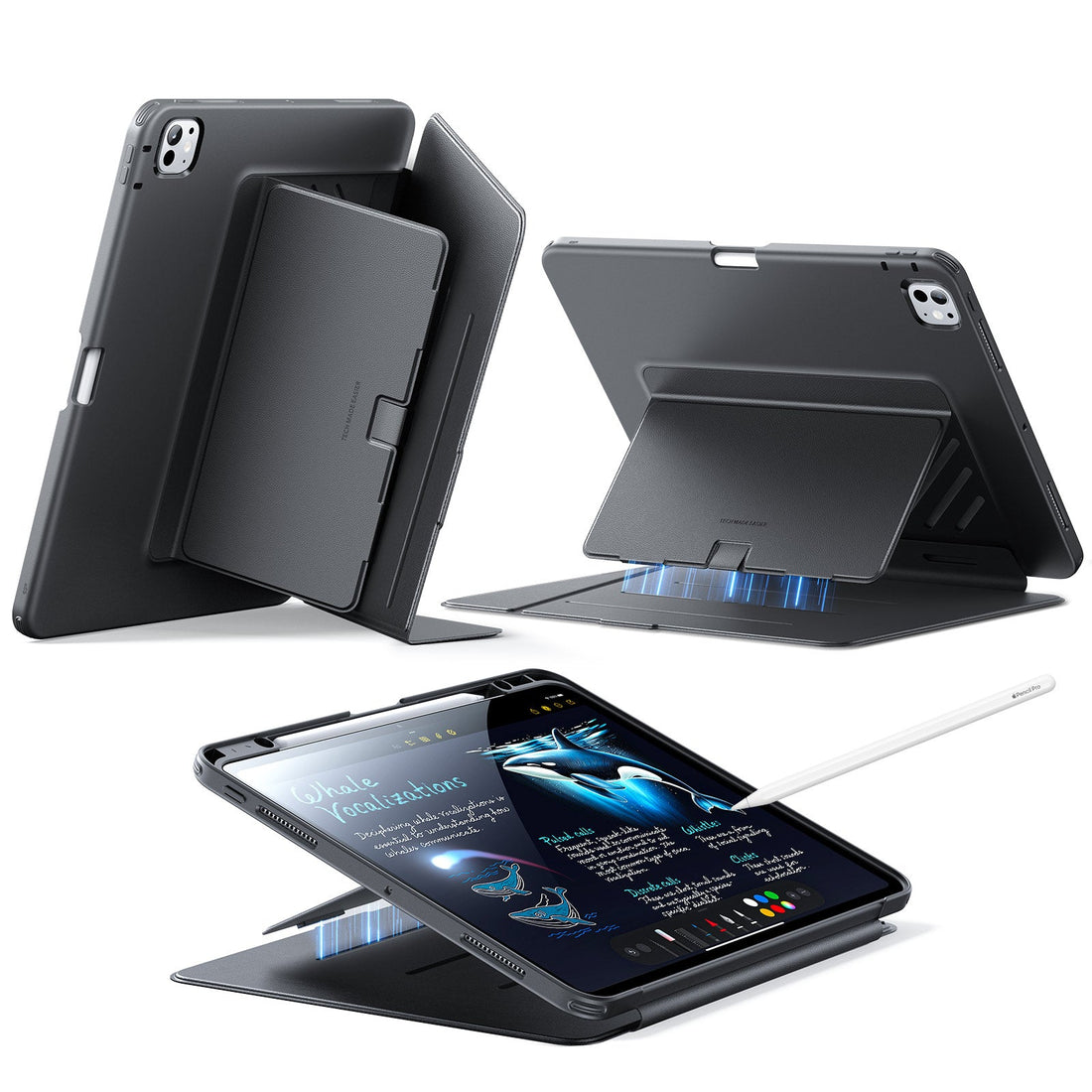 iPad Pro 13" (2024) Flip Magnetic Case with Pencil Holder - Black  Product type