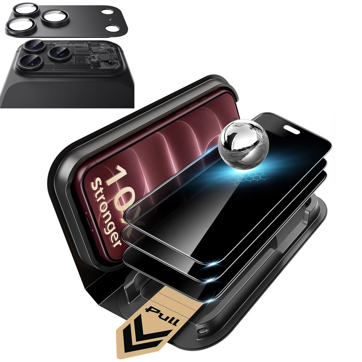 iPhone 18 Pro Bundle Armorite® Pro Privacy Screen Protector and Camera Lens Protector (Full Coverage) - Black  Product type