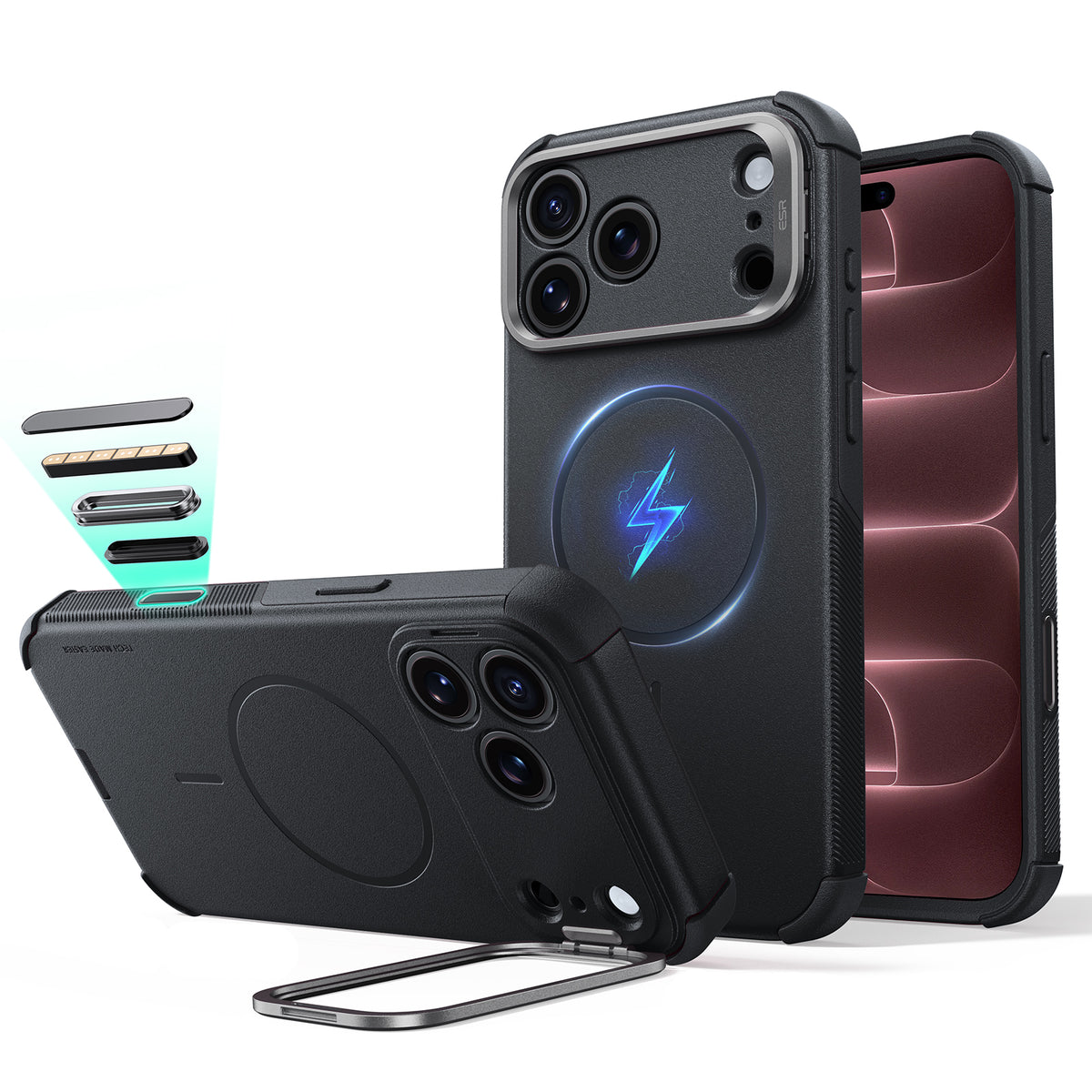 iPhone 18 Pro Max用 Cyber タフマグネットケース　カメラコントロールカバー、Flexスタンド付き - ブラック  Product type