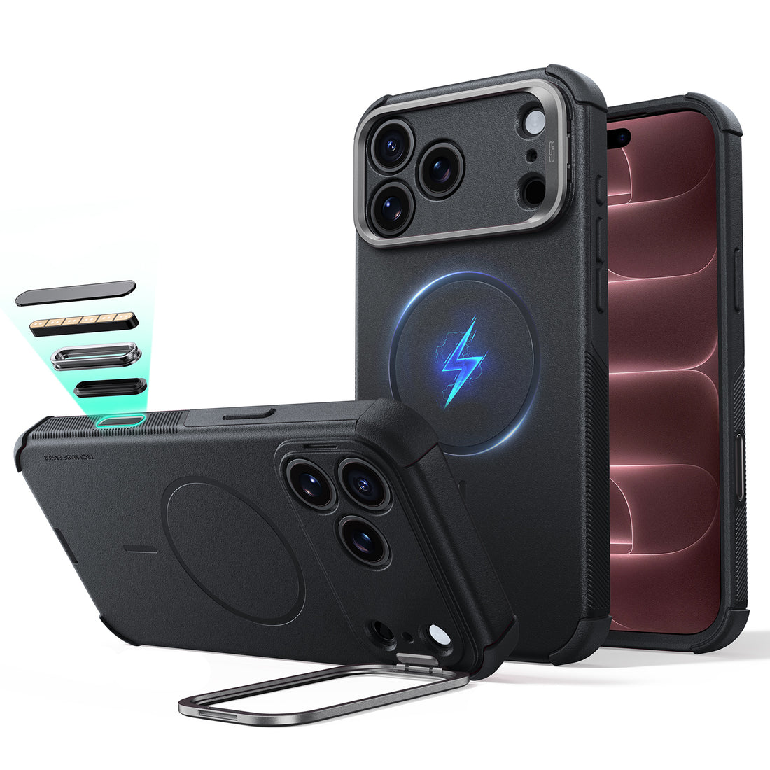 iPhone 18 Pro用 Cyber タフマグネットケース　カメラコントロールカバー、Flexスタンド付き - ブラック  Product type