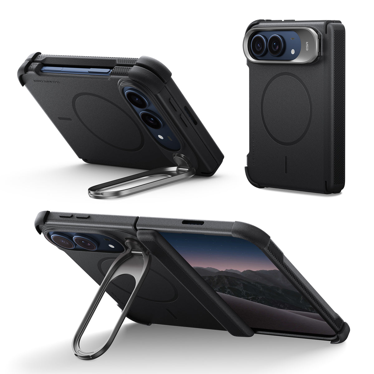 iPhone Duo用Cyber タフマグネットケース　Flexスタンド付き - ブラック  Product type