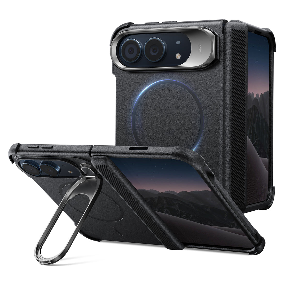 iPhone Duo用Cyber タフマグネットケース　Flexスタンド付き - ブラック  Product type