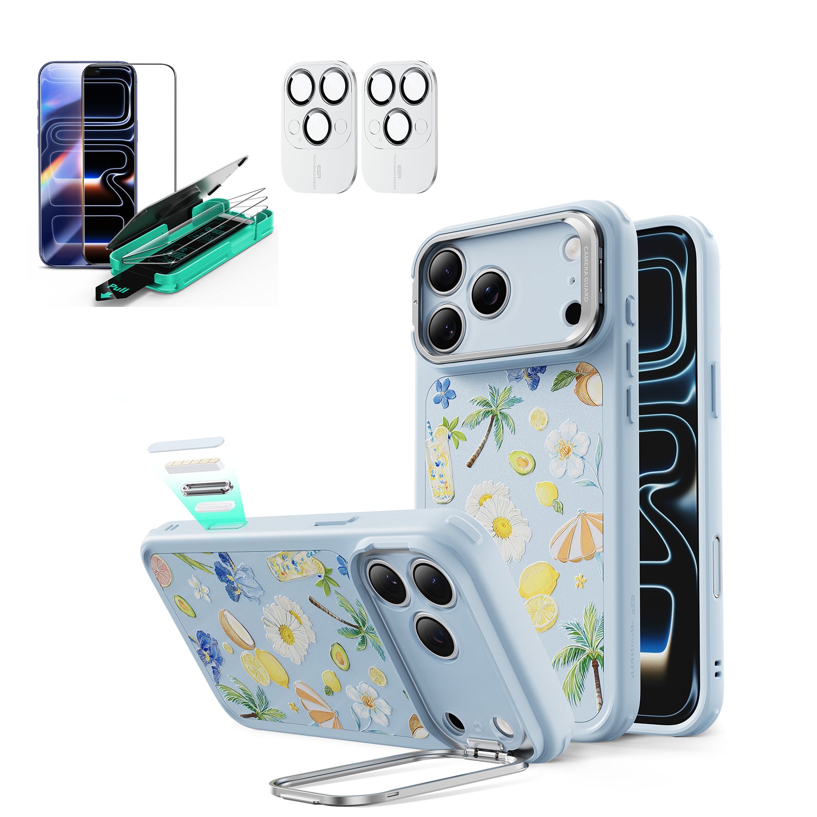 iPhone 17 Pro Max Bundle Classic Hybrid Magnetic Case (Camera Control, Stash Stand) and Armorite Screen Protector - Tropical Paradise  Product type